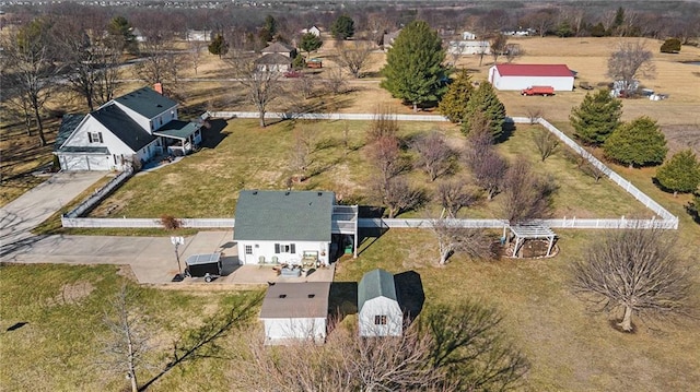 aerial view with a rural view