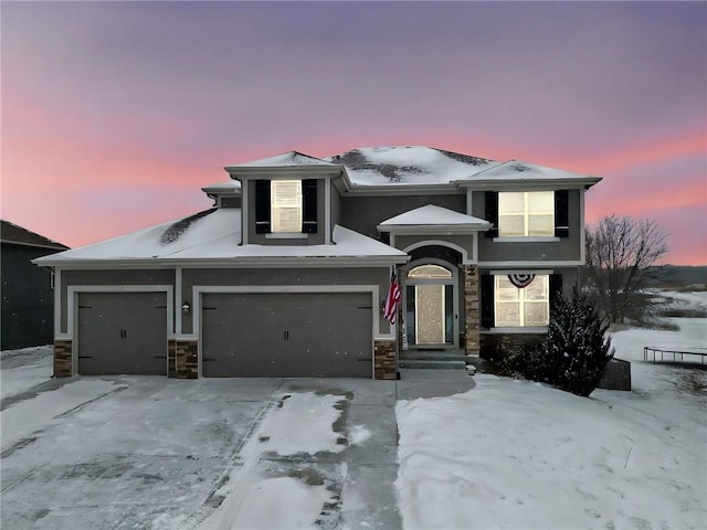 view of front of house with a garage