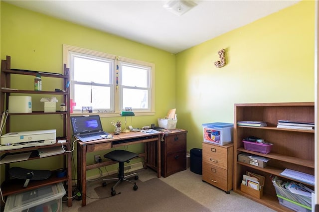 view of carpeted home office