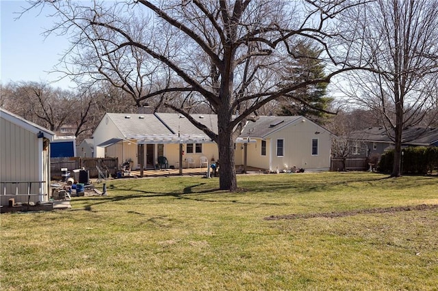 view of yard with a pergola, a patio, and fence