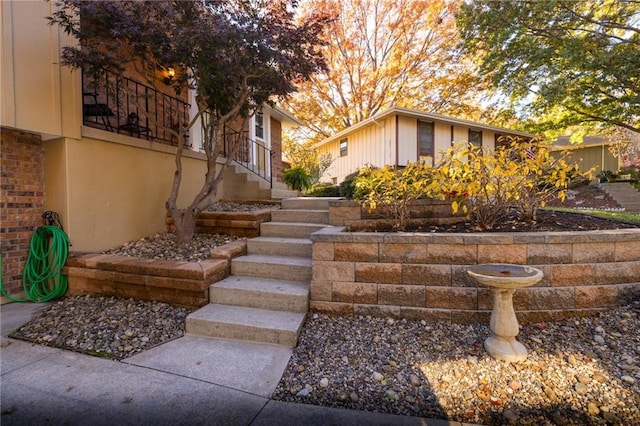 exterior space featuring stairs