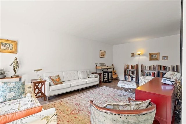 living area featuring wood finished floors