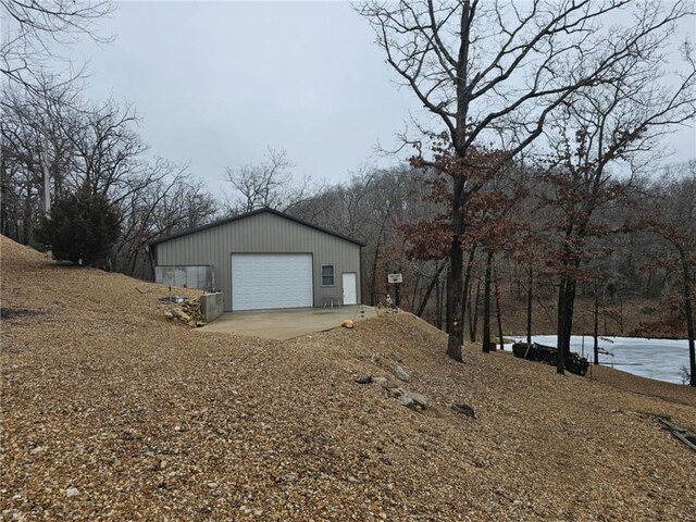 view of detached garage