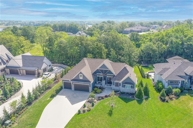 aerial view with a residential view