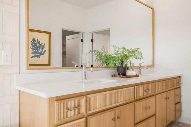 full bathroom featuring double vanity and a sink