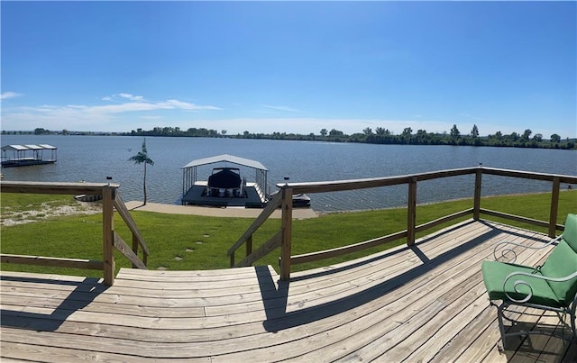 200 Ramsey Dr, Craig, MO 64437 - deck featuring a water view and a lawn