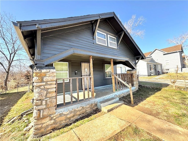 bungalow-style house featuring a porch