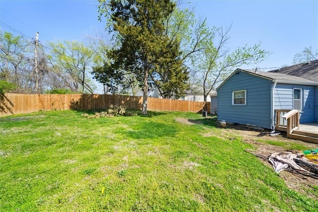 7408 E 57th St, Kansas City, MO 64129 - view of yard featuring fence and a wooden deck