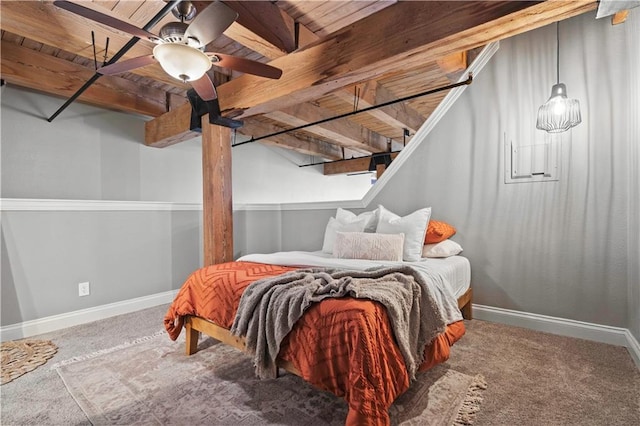 bedroom with carpet and baseboards