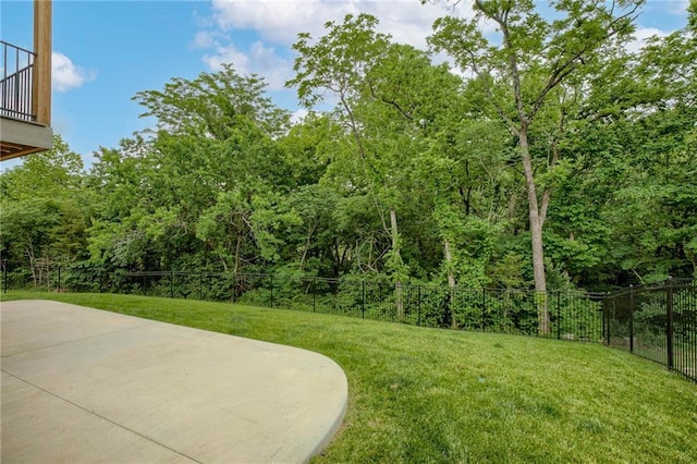 view of yard with a patio area and fence