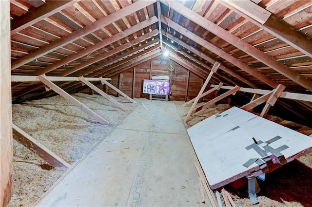 view of unfinished attic