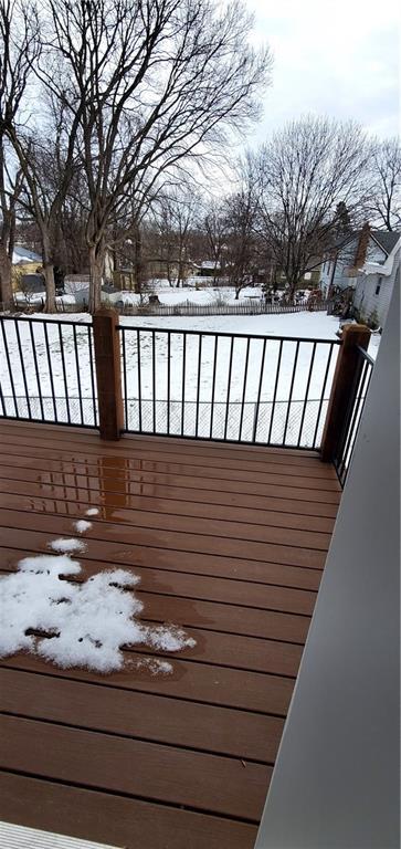 view of snow covered deck