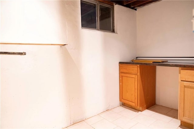 interior space with dark countertops