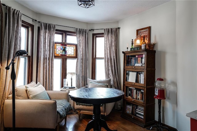 sitting room featuring dark wood finished floors