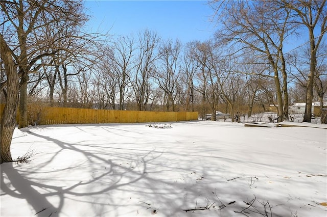 view of yard covered in snow