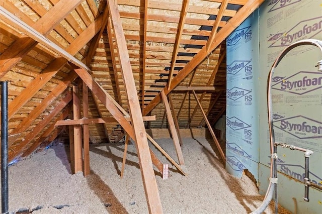 view of unfinished attic