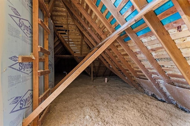 view of unfinished attic