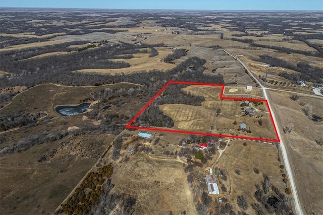 aerial view featuring a rural view