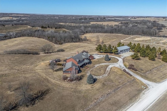 drone / aerial view featuring a rural view