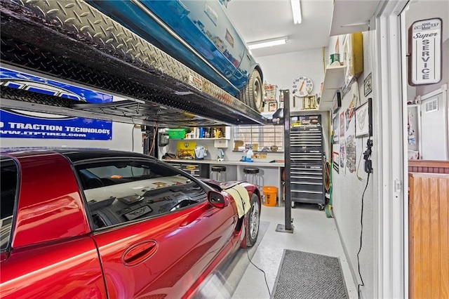 view of garage