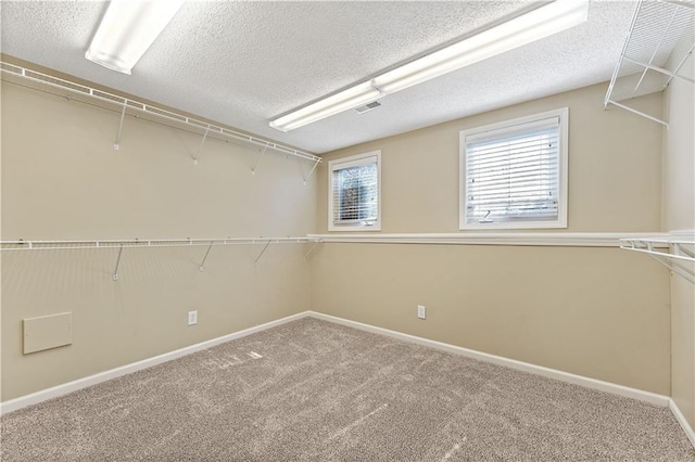 walk in closet featuring visible vents and carpet