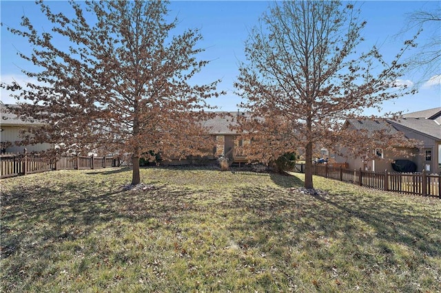 view of yard with a fenced backyard