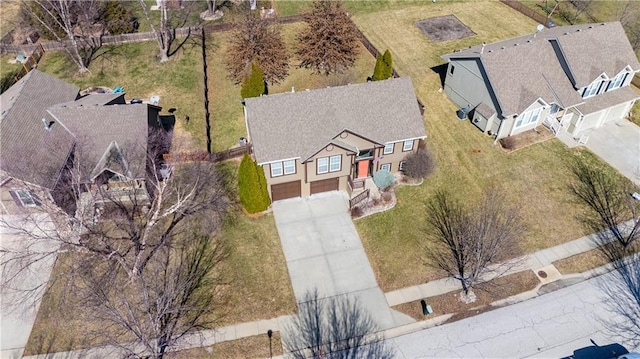 bird's eye view with a residential view