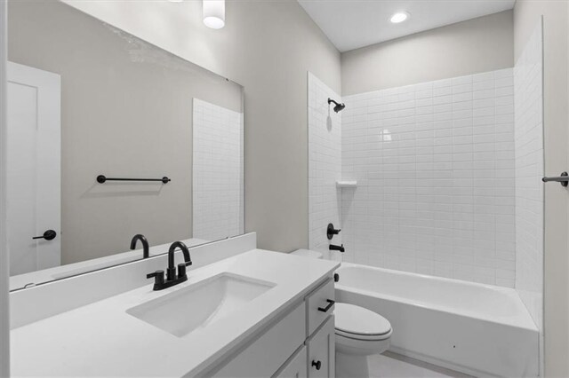 25031 W 94th Ter, Lenexa, KS 66227 - bathroom with toilet,  shower combination, vanity, and recessed lighting