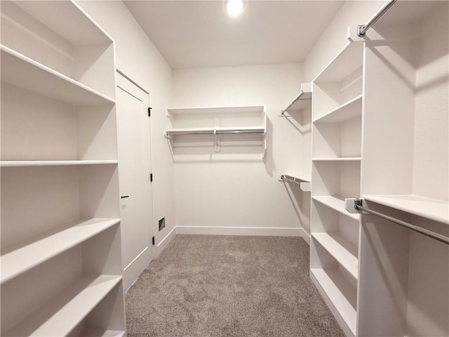 walk in closet with carpet