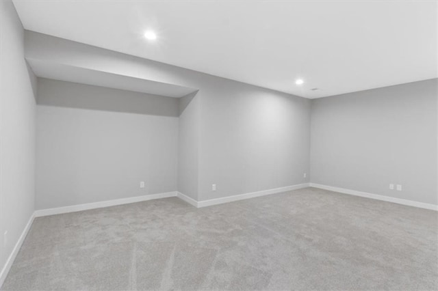 bonus room with recessed lighting, baseboards, and carpet