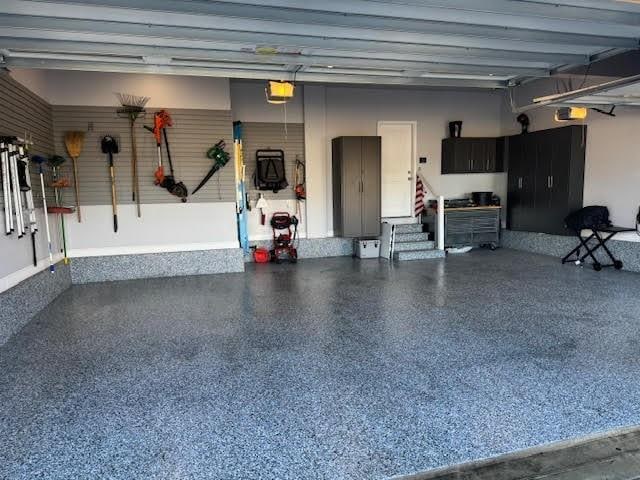 garage with a garage door opener