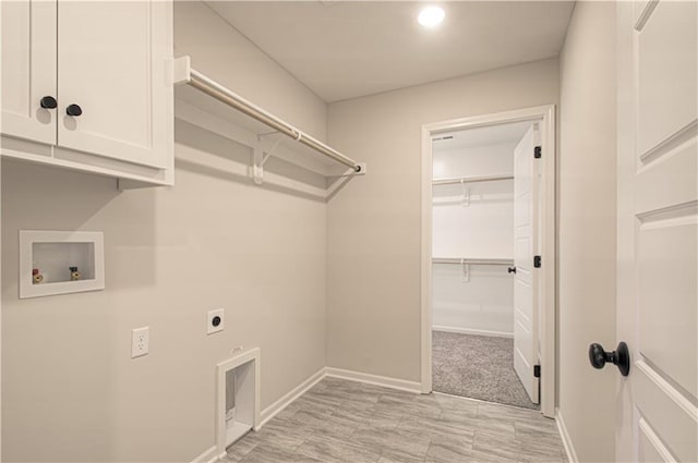 9100 NE 98th Ter, Kansas City, MO 64157 - laundry area featuring hookup for an electric dryer, cabinet space, washer hookup, and recessed lighting