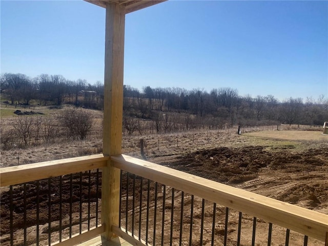 deck featuring a rural view
