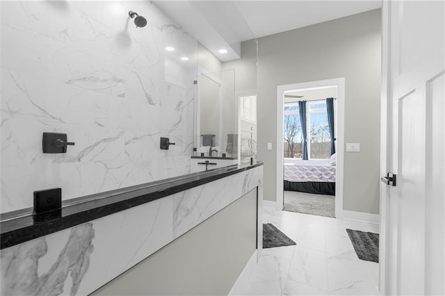 13723 Raliegh Ln, Holt, MO 64048 - ensuite bathroom with marble finish floors, recessed lighting, and vanity