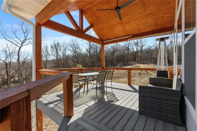 13723 Raliegh Ln, Holt, MO 64048 - wooden terrace featuring a ceiling fan and outdoor dining space
