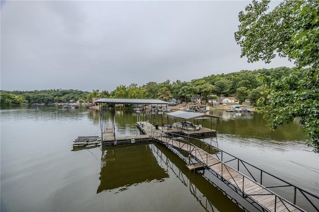 dock area featuring a water view