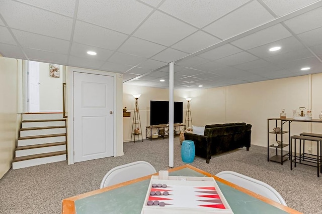 playroom featuring carpet floors and recessed lighting