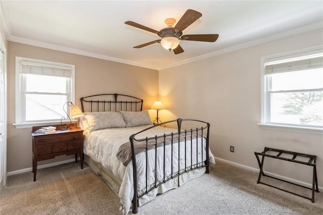 7345 Booth St, Prairie Village, KS 66208 - carpeted bedroom featuring ceiling fan, baseboards, and ornamental molding