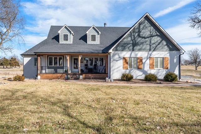 view of front of house featuring a front lawn and a porch