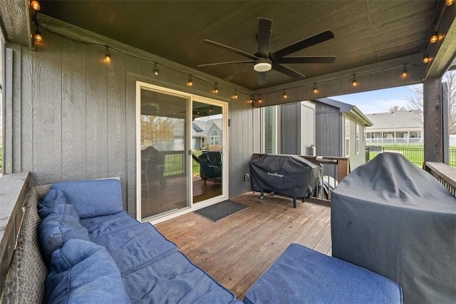 20880 W 224th St, Spring Hill, KS 66083 - wooden deck featuring a ceiling fan