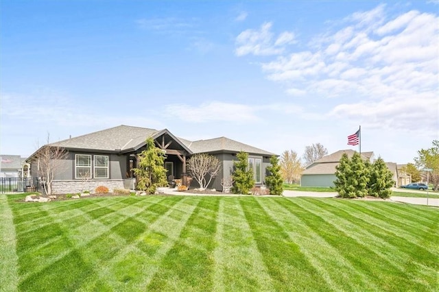 20880 W 224th St, Spring Hill, KS 66083 - view of front of home featuring a front lawn and stone siding