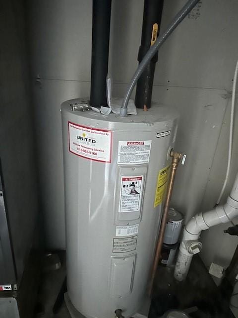 utility room featuring water heater