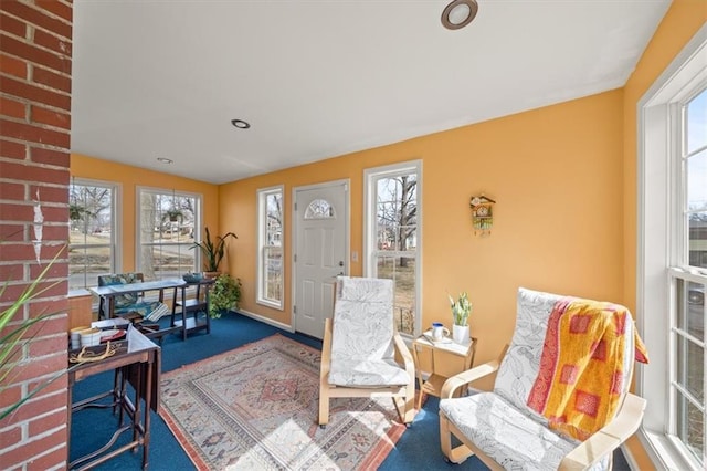 interior space with carpet and a healthy amount of sunlight