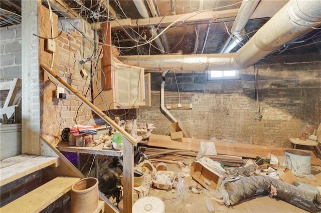 view of unfinished basement