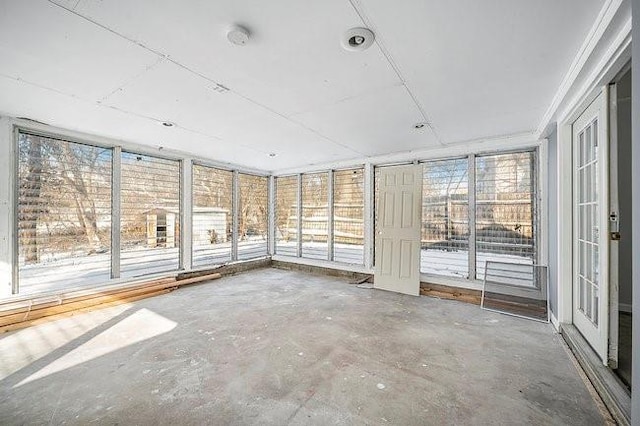 view of unfurnished sunroom