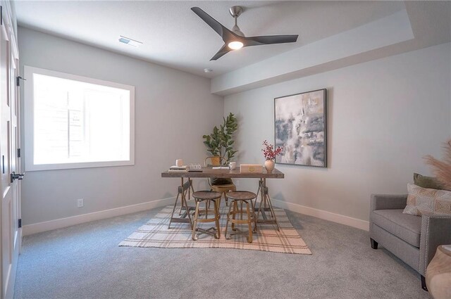 17372 S Kaw St, Olathe, KS 66062 - dining space with carpet flooring, a ceiling fan, and baseboards