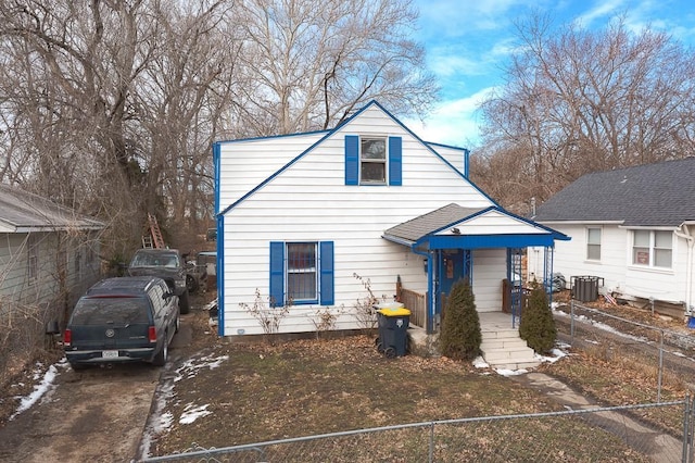 bungalow-style home featuring central air condition unit