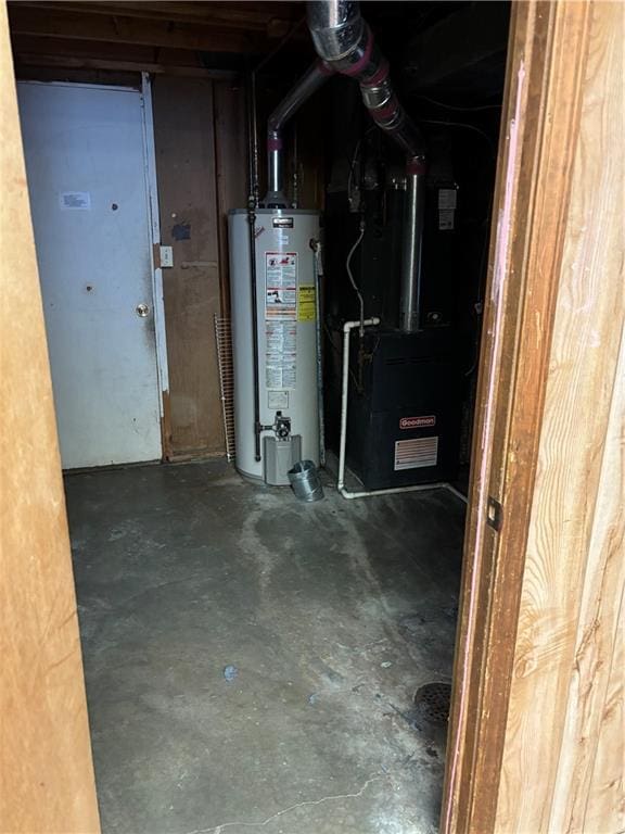 utilities with gas water heater and heating unit