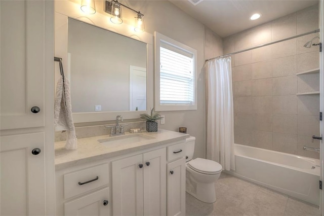 12604 W 170th St, Overland Park, KS 66221 - full bathroom with vanity, shower / tub combo with curtain, and tile patterned floors