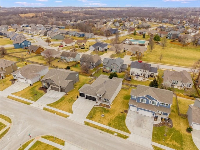 bird's eye view with a residential view